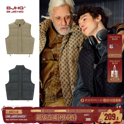 BJHG老花羽绒服美式复古无袖