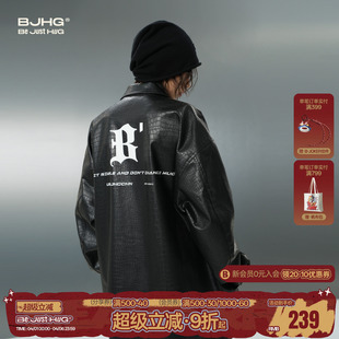 美式 痞帅情侣PU皮夹克 春秋季 BJHG不计后果鳄鱼纹休闲皮衣外套男款