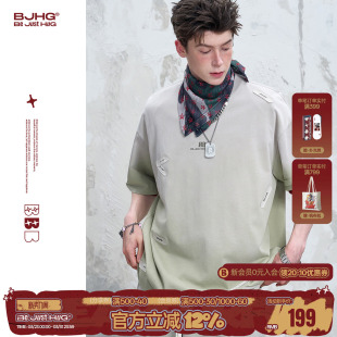 男士 上衣复古纯棉宽松休闲情侣半袖 短袖 新款 t恤夏季 BJHG不计后果