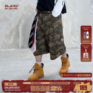 夏季 男款 美式 潮牌宽松新款 子 BJHG不计后果工装 七分休闲裤 迷彩短裤