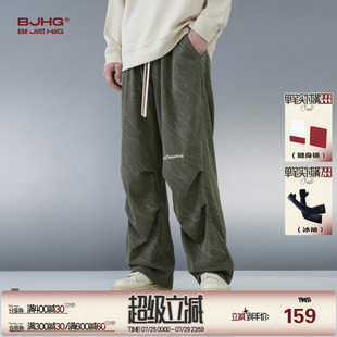 休閑褲 BJHG不計后果燈芯絨闊腿傘兵褲 秋直筒寬松新款 常規(guī)版 子男款