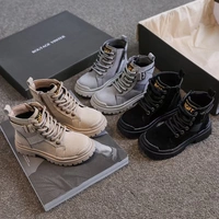 Martens, флисовые зимние детские модные короткие сапоги для мальчиков в английском стиле, 2022, в британском стиле, подходят для подростков