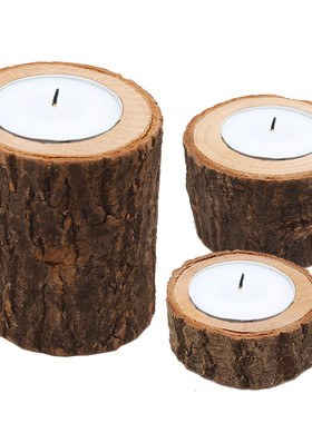 创意原木桩蜡烛台家居装饰