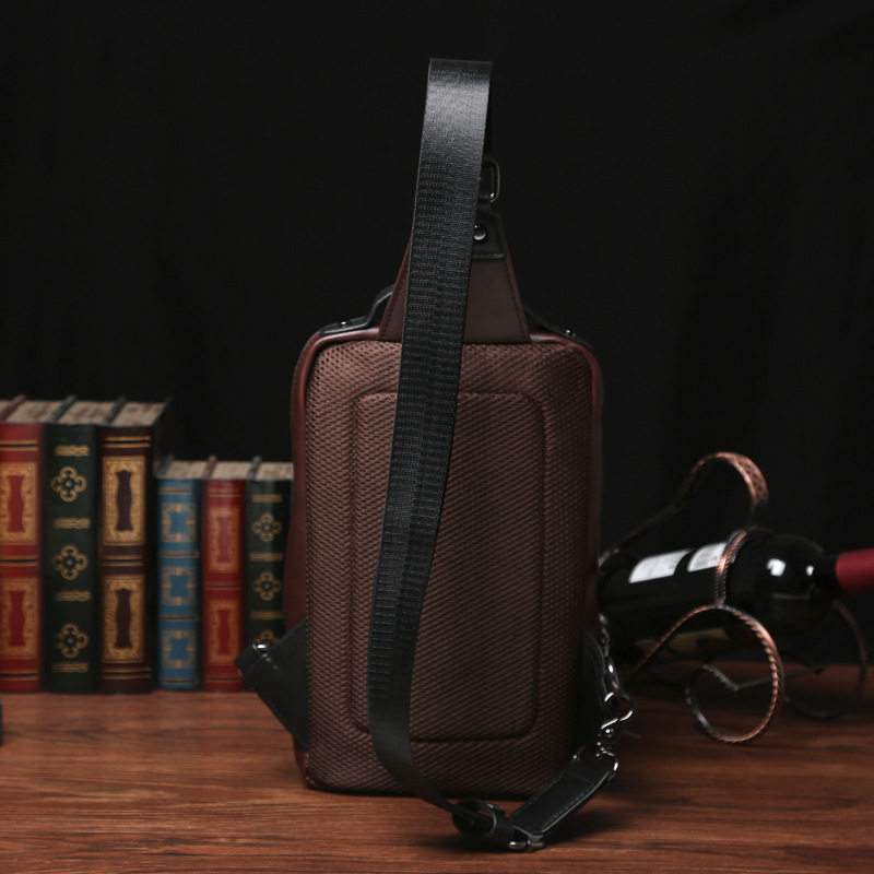 FASHIONABLE CRAZY HORSE LEATHER BIG CHEST BAG MENS KOREAN VERSION TRENDY CHEST BAG MENS CASUAL CROSSBODY BAG MENS BAG LARGE CAPACITY