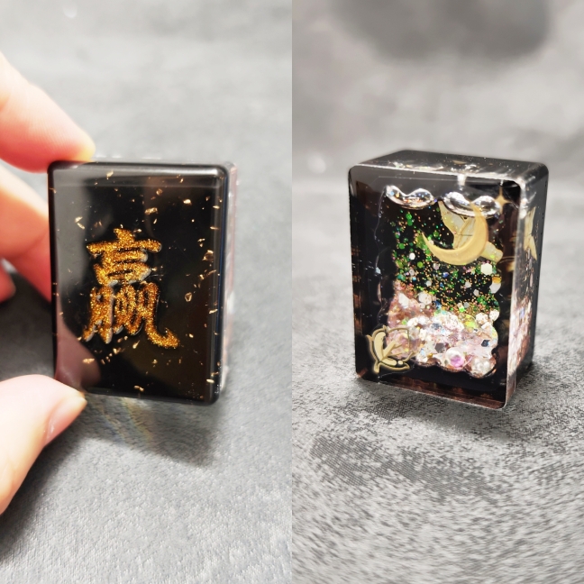 “赢”麻将牌/好手气/手工滴胶diy创意送礼/桌面摆件饰品/42mm