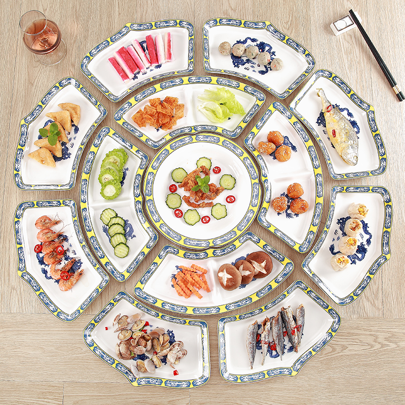 贝鑫创意釉下彩中式网红套装拼盘