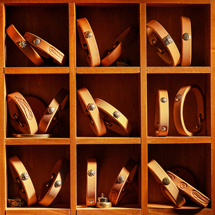 皮手环 日本枥木13mm宽男女通用手工养牛变色手链时尚头层牛皮