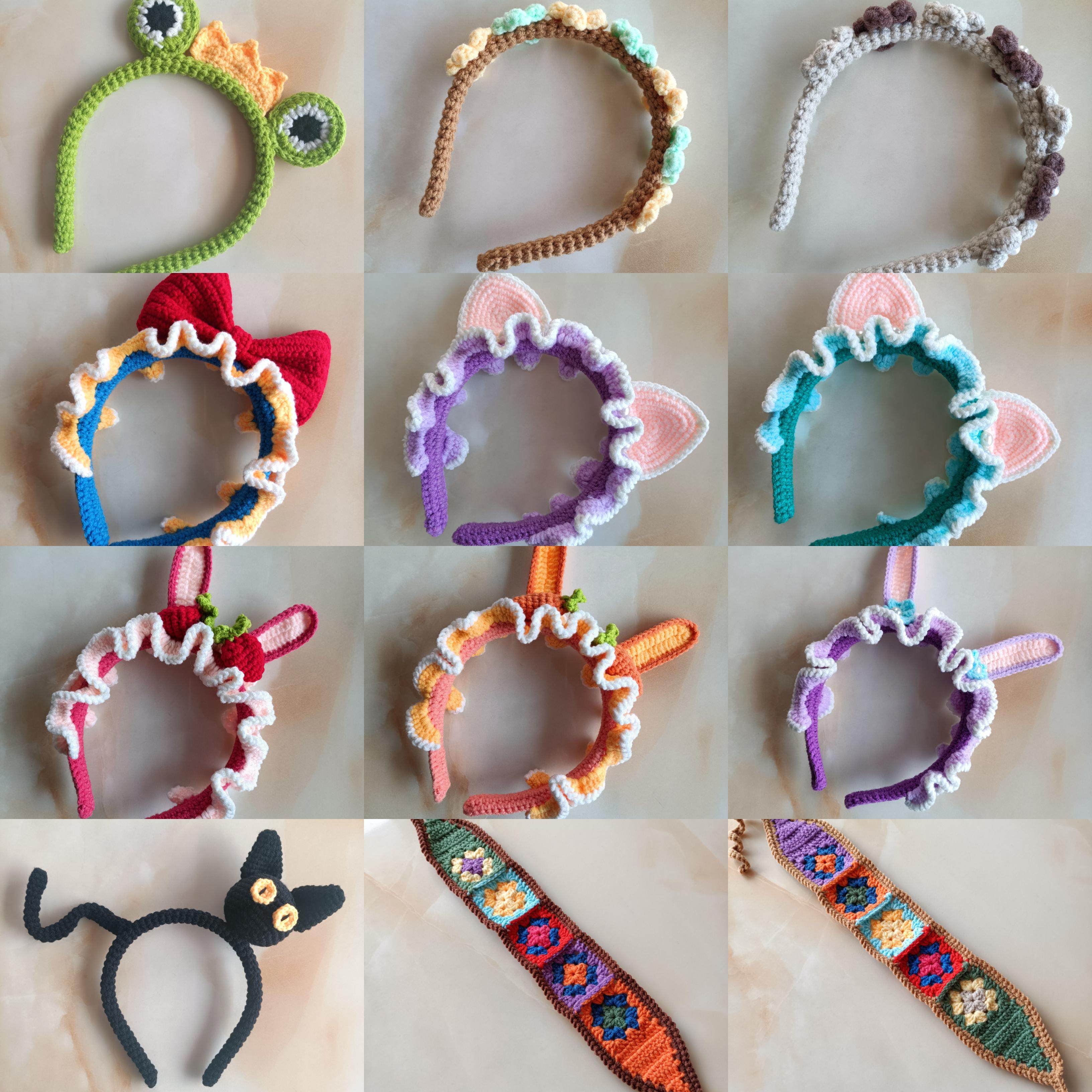 【发箍成品】纯手工毛线钩针编织 兔子发箍 儿童流行时尚公主发条