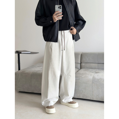 做旧脏洗直筒休闲裤宽松高级长裤