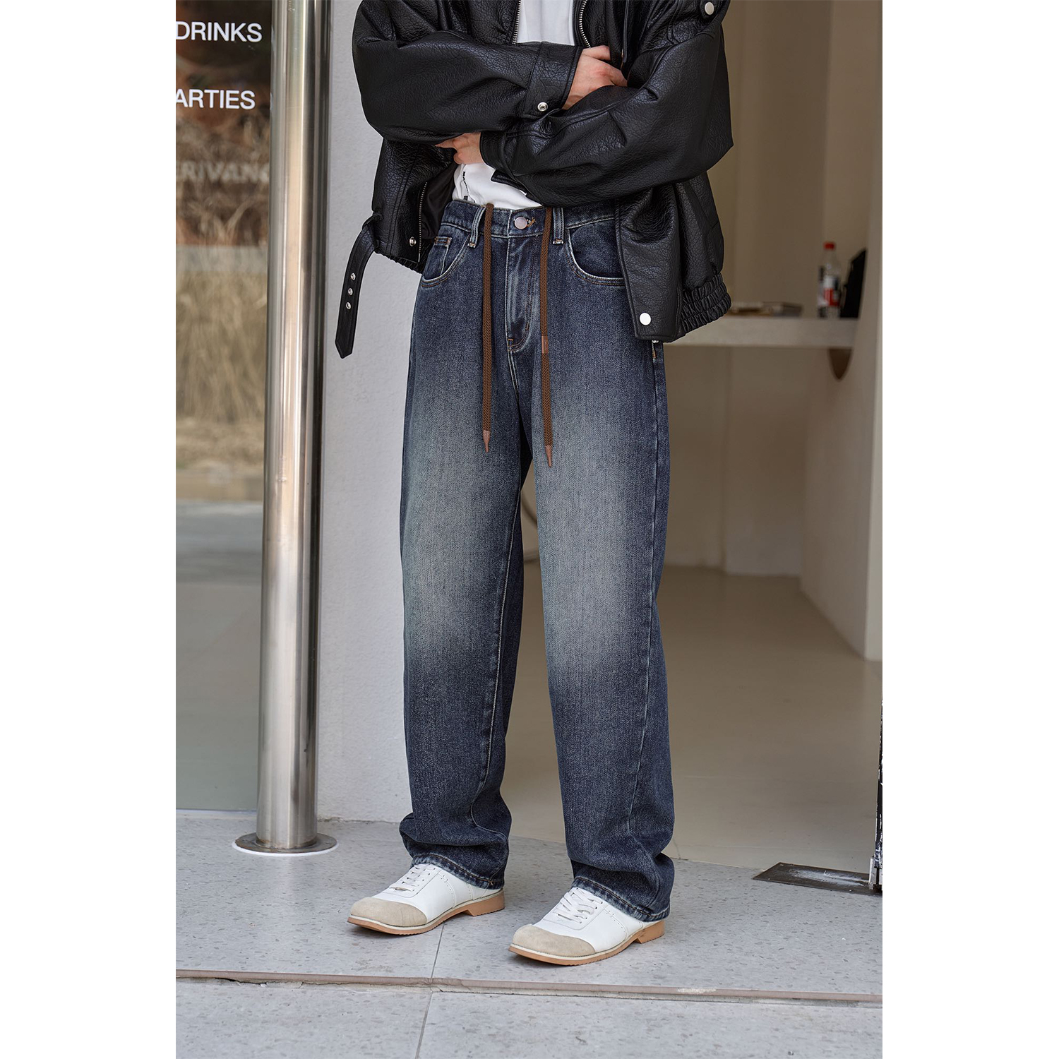 美式休闲痞帅高端水洗弹力直筒