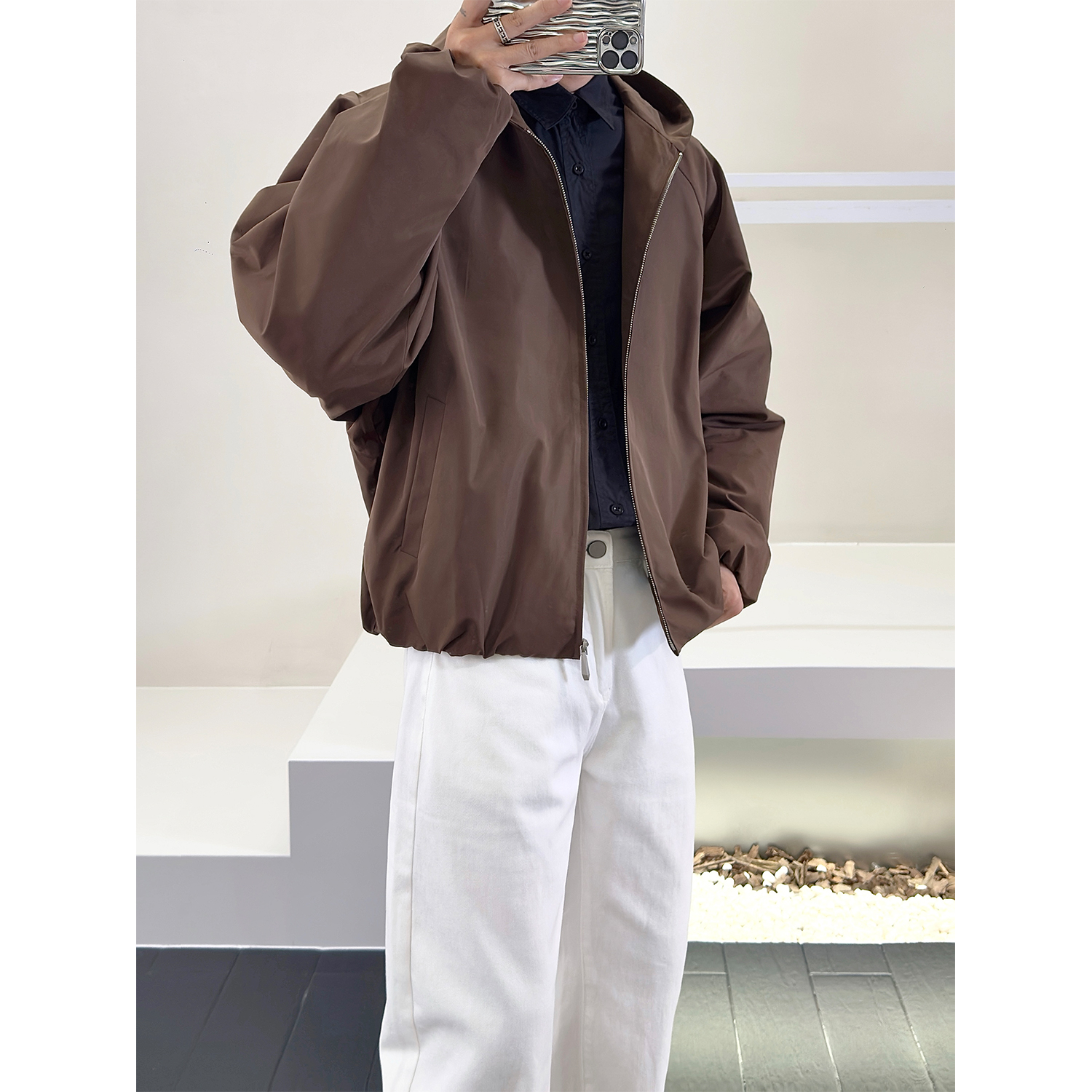 宽松日系廓形连帽夹克男外套上衣