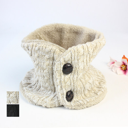 出口日本秋冬季围脖女加厚纽扣款