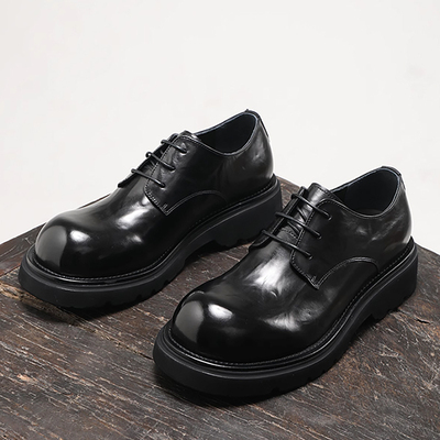 厚底增高休闲皮鞋真皮大头鞋潮流