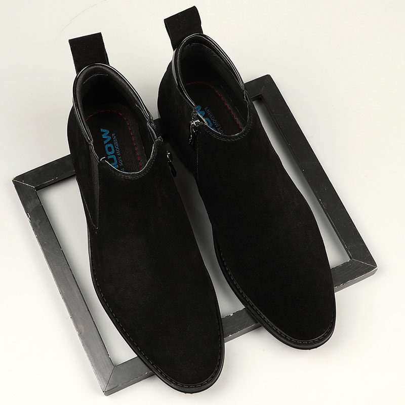 秋冬磨砂皮休闲高帮男鞋英伦真皮切尔西靴牛仔靴拉链短靴子潮流