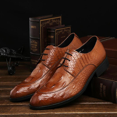 商务尖头真皮潮流系带欧版德比鞋