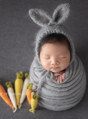 百天照手工毛线胡萝卜拍照道具