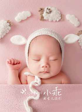 羊毛毡玩偶新生儿摄影帽子道具