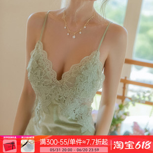 吊带睡裙睡袍家居服套装 性感睡衣女秋冬丝绒纯欲带胸垫2023年新款