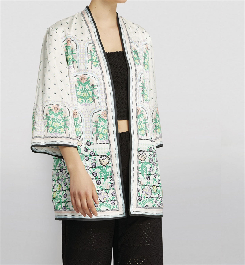 AO Koko Printed Reversible Satin Kimono Jacket 双面印花开衫