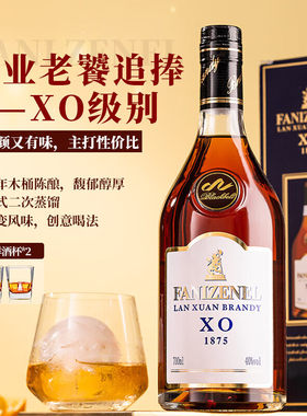 派斯顿法国洋酒xo白兰地40°烈酒礼盒赠礼蓝轩单支装700mL1瓶收藏