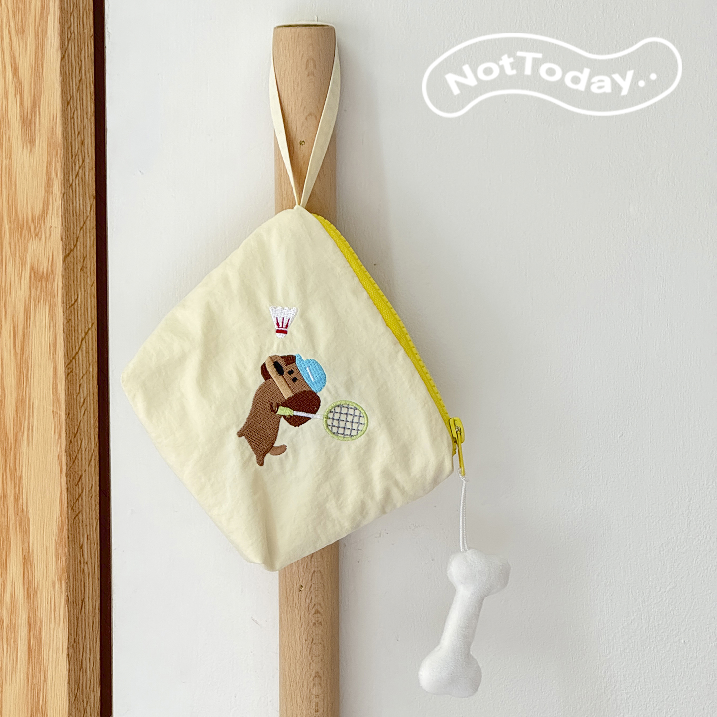 NotToday|羽毛球小狗化妆包迷你便携手提零钱收纳包口红包补妆包