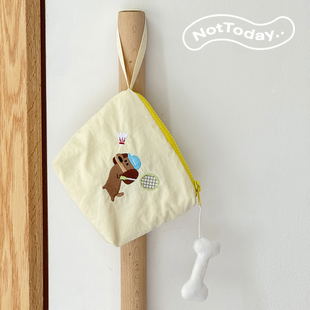 NotToday|羽毛球小狗化妆包迷你便携手提零钱收纳包口红包补妆包