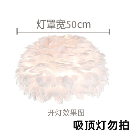 卧室温馨浪漫床头羽毛灯罩配件可定制各尺寸北欧羽毛吊灯落地灯罩