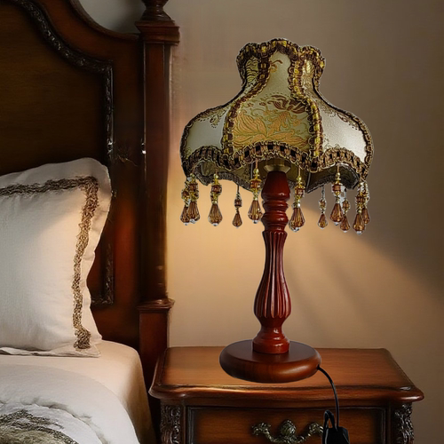 美式布艺胡桃木高档台灯