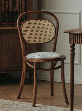 物应20号餐椅法式简约家用书桌椅日式北欧复古靠背网红藤编椅ton