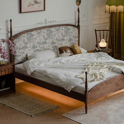 物应复古北美黑胡桃木实木床