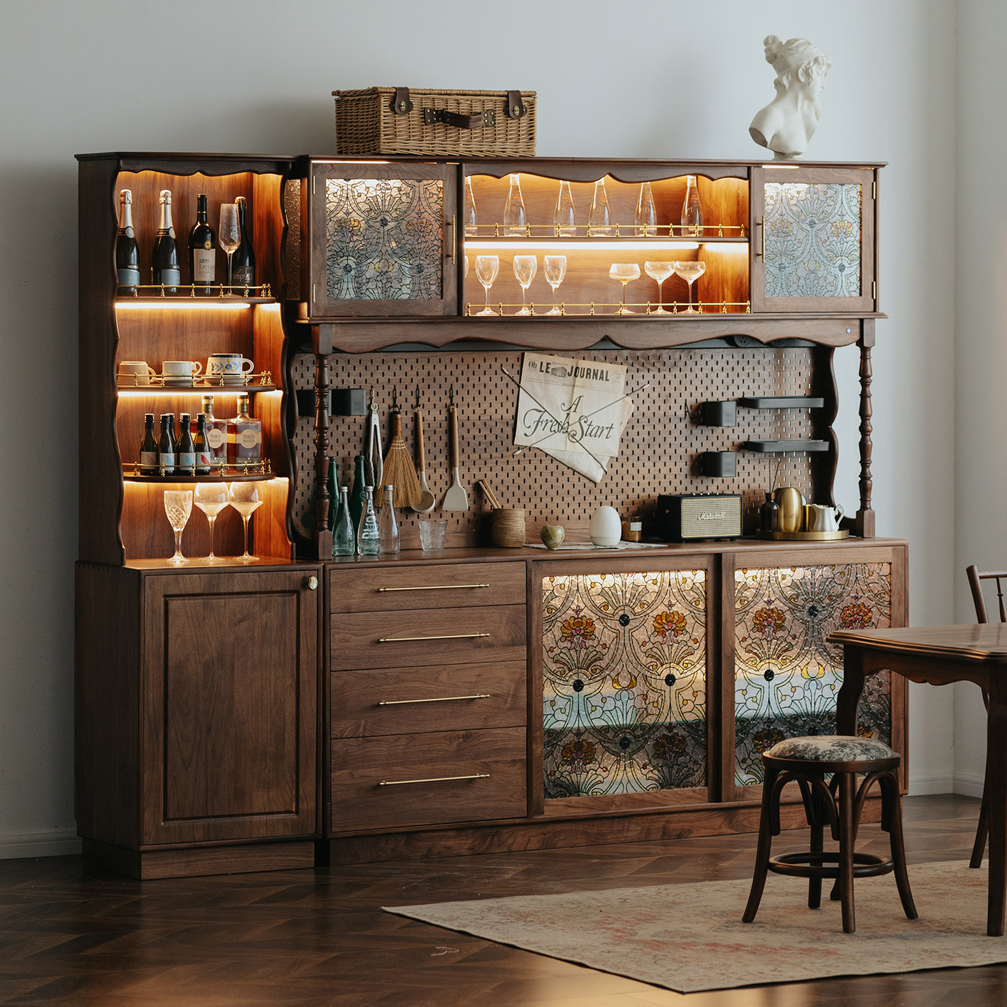 物应小皇宫餐边靠墙一体收纳高柜