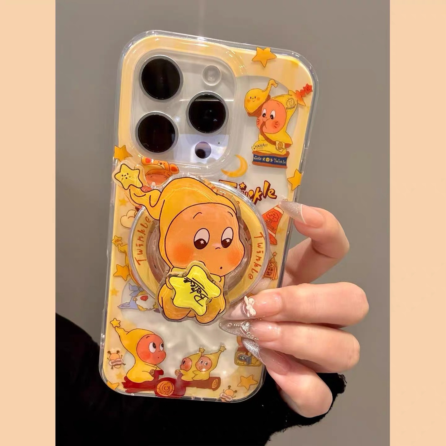 超可爱星星人贴图磁吸支架适用iPhone15promax苹果16pro手机壳13防摔141211全包17promax新款xsxr女款78plus