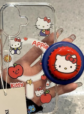 新年款红色可爱猫咪瓶盖磁吸支架适用iPhone15promax苹果14手机壳13pro防摔1211超火16promax女xs/xr软78plus