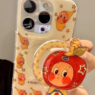 软萌可爱星星人磁吸支架适用iPhone15promax苹果14手机壳13pro防摔1211新款16promax女xsxr双层78plus保护套