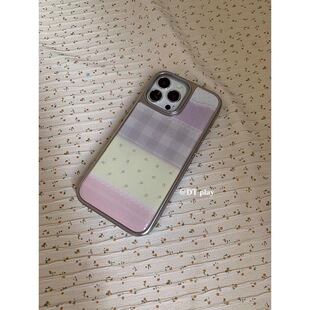 碎花拼接温柔少女适用iPhone15promax苹果16pro手机壳滴胶13防摔141211全包17promax女17pro高级感15pro电镀