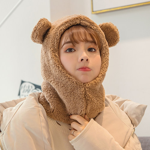 帽子防寒保暖毛绒帽卡通小熊帽女