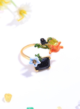 海洋系列海星花朵戒指开口可调法式小众设计款时尚简约送生日礼物