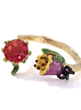 珐琅釉 铃兰开口可调节戒指