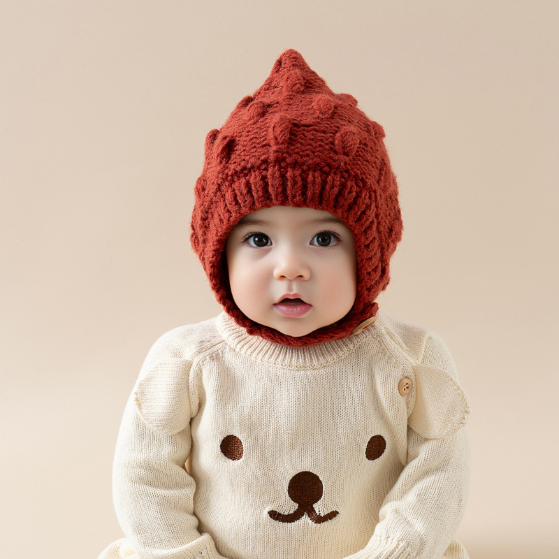 婴儿秋冬季护耳帽子毛线帽针织帽