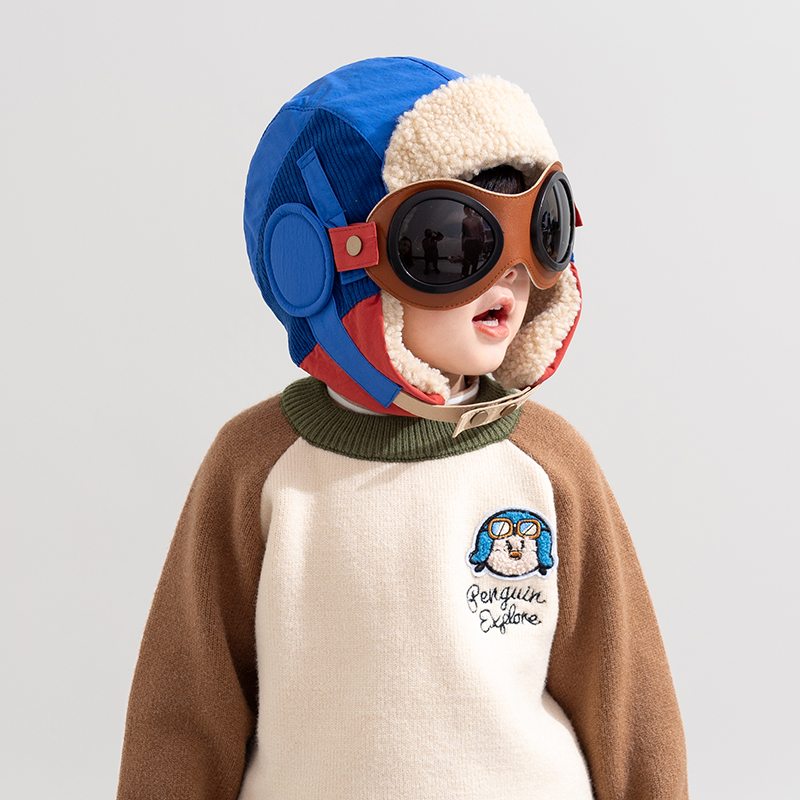 儿童冬季加绒雷锋帽飞行员帽子