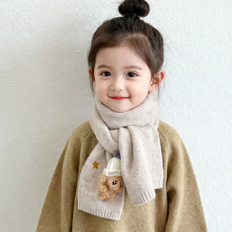 儿童围巾秋冬季宝宝针织毛线围脖男童女童护脖子可爱小熊围巾保暖,童装/婴儿装/亲子装,围巾,淘宝优惠券,粉丝福利购,淘宝优惠卷