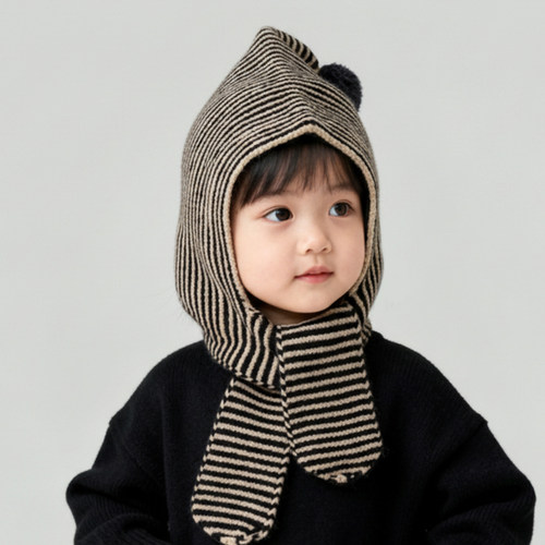 儿童帽子围巾一体秋冬季毛线帽