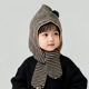 儿童帽子围巾一体帽秋冬季 男童女童针织帽毛线帽护耳帽宝宝保暖帽