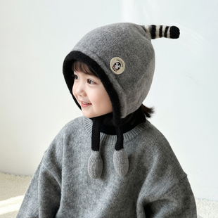 儿童帽子护耳帽秋冬季男童女童针织毛线帽可爱保暖帽加绒加厚防风