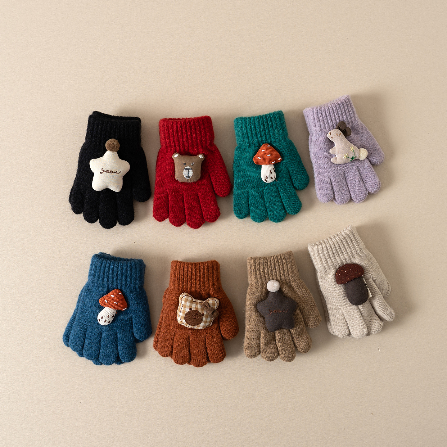 宝宝冬季可爱针织毛线手套