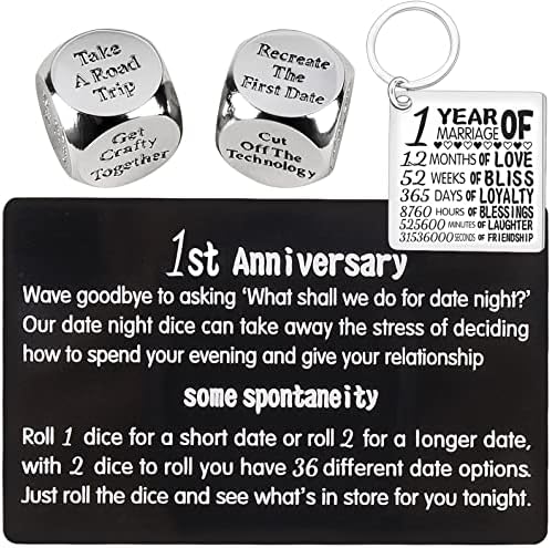 1st Anniversary Metal Date Night Dice 1st Anniversary Card F