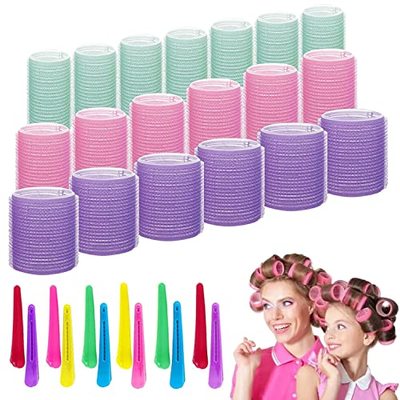 JORPETS 30 Pcs Hair Rollers Set 18 Pcs Self Grip Hair Volume