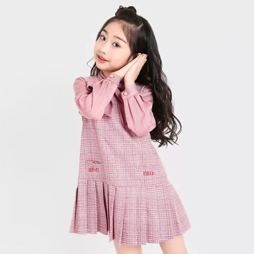 小佩猪女童装2021粉红千鸟英伦