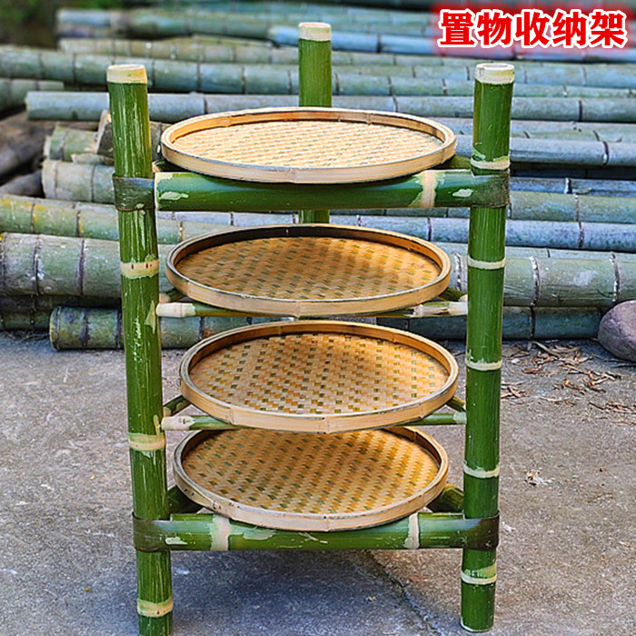 竹制三角置物架子火锅菜架晾晒架