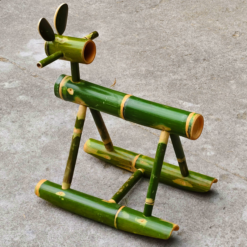 竹筒摇摇马玩具单人竹马木马